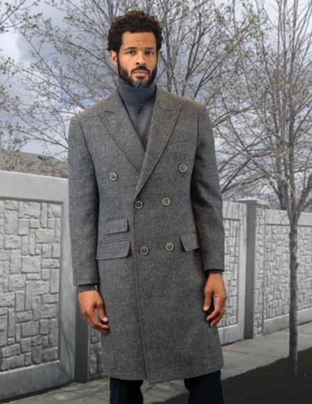 Statement Double Breasted Gray Overcoat