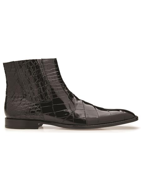 Half Ankle Dress Boot - Belvedere - Ivan, Genuine Alligator Chelsea Boot - Black - R32