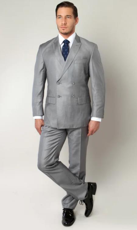 Light Grey Double Breasted Suit - Slim Fitted Suit