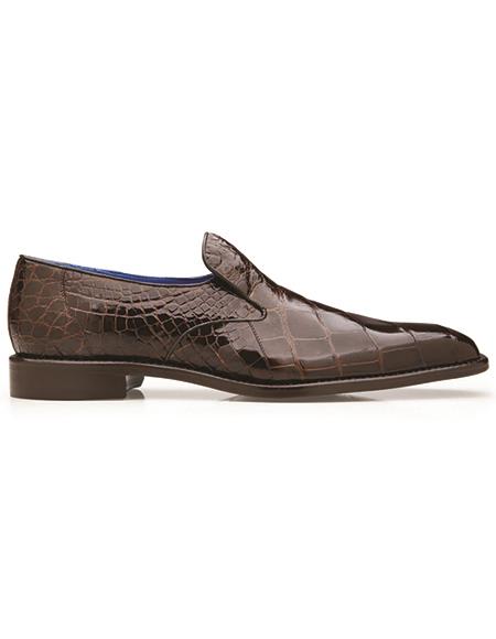Belvedere Genova Genuine Alligator Shoes Chocolate Brown