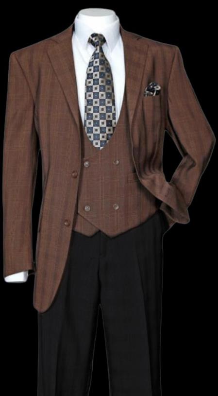 Brown Plaid Blazer - Mens Brown Windowpane Sportcoat