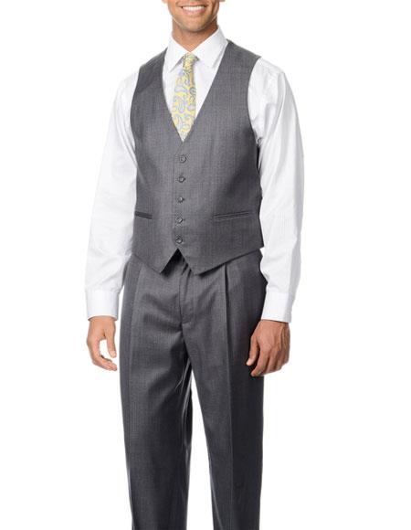 Caravelli Men's Single Breasted 2 Button Grey Fully Lined 3-