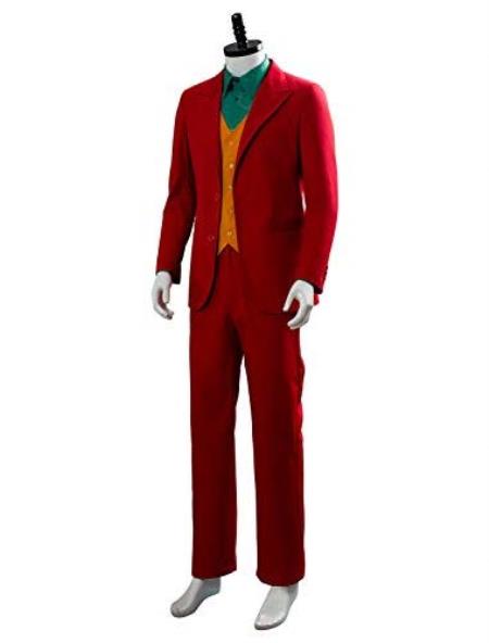 Mens Red With Orange Vest Joker Custom Suit