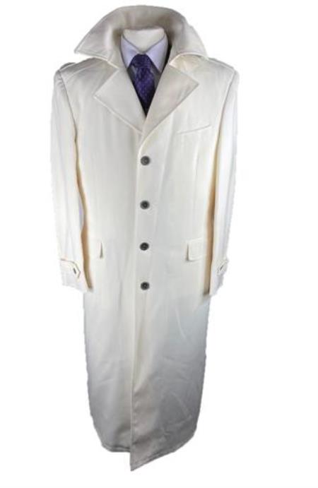 Mens White Duster Full Length Trench Coat For Men - White Co