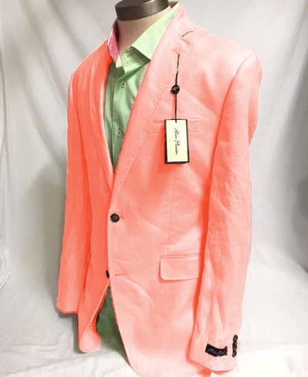 Product#JA61465 Mens Linen Blazer - Salmon Linen Sport Coat
