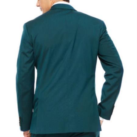 Men's 2pc Shiny Slim Fit Suits Set 2 Button in Black 5702-1B 