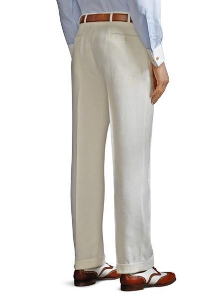 Cream Ivory off White Pleated Dress Pant for Men