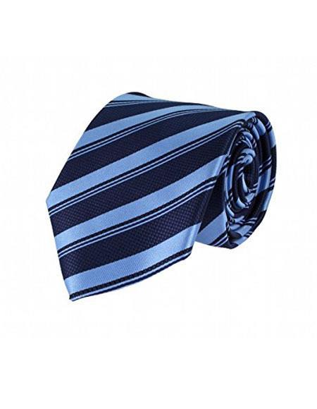 Men's Necktie Woven Classic Stripe Baby Blue and Navy Fashio
