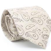  narrow Style Beige Classic Paisley Necktie with Matching Handkerchief