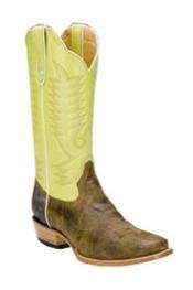  lime mint Bison Leather D-Toe Boots