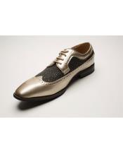  Two Toned Wingtip Lace Up Style Black ~ Brown ~ Gold