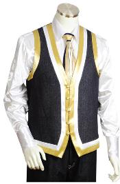  HL8291 2pc Liquid Jet Black Denim Vest Sets With