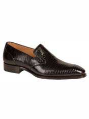  MO552 Mezlan Brand Black Genuine Lizard Loafer Shoes