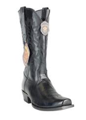  Genuine Premium Leather Lining Black 7 Toe Cowboy Boots