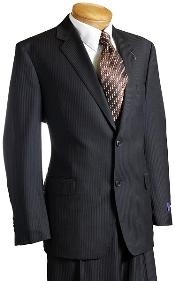  Suit separate online Liquid Jet Black Pinstripe Wool Fabric