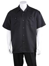   Mens Solid Casual Short Sleeve