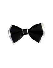  CH1685 Mens Black/White Polyester Satin dual colors classic Bowtie