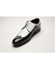   Mens Two Toned Black/White Wingtip