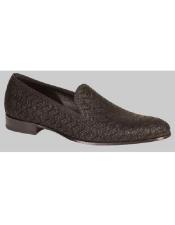 JSM-6280 Mens Black Zig Zag Suede Loafers Leather Shoes