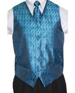  Blue/Black Vest Tie 4-Piece Accessory Set