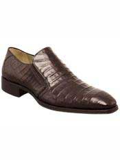  MO531 Mezlan Brand Brown Genuine Crocodile Loafer Shoes