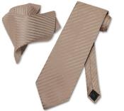  Light brown color shade Striped NeckTie & Handkerchief Matching