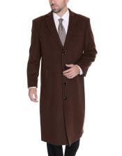  JSM-6875 Mens 4 Buttons Brown Single Breasted Full Length