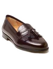  JSM-6406 Mens Burgundy Slip-on Italian Calfskin Tassle Loafers Leather