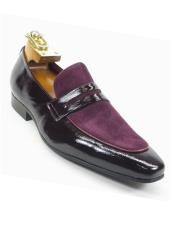  JSM-5554 Burgundy Mens Carrucci Genuine Slip On Style Patent