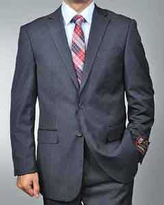  Textured Small Patterned Charcoal Grey 2-button Wool Blend Suit