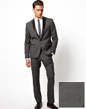  narrow Style Fit Tuxedo Suit Jacket Dark Grey Masculine
