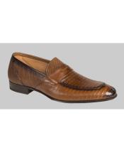  JSM-6602 Mens Cognac Lizard Skin Penny Loafers Shoes