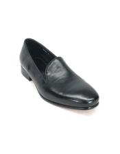 GD1199 Mens Carrucci Slip On Comfort Black Leather Fashionable