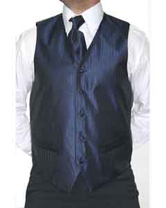 4-Piece Vest Tie Accessory Set Blue/Black
