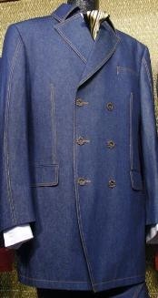  XD3892 Blue 3 Piece Denim Cotton Fabric Suit For