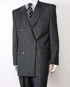  EC43 Liquid Jet Black Pinstripe Double Breasted Superior Fabric