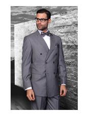  Mens Statement Double Breasted Pinstripe Wool