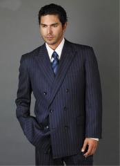  Breasted Navy Blue Shade with Smooth Stripe ~ Pinstripe