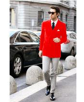   Mens Red Double Breast Stylish