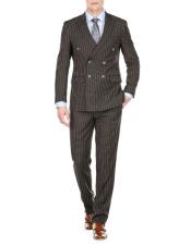  GD1527 Mens Double Breasted Slim Fit Bold Stripe Black