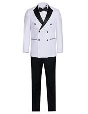 Double Breasted Tuxedo Mens White and