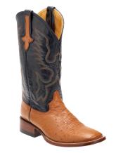  G8BB Ferrini Smooth Ostrich S-Toe Boot - Cognac/Navy 