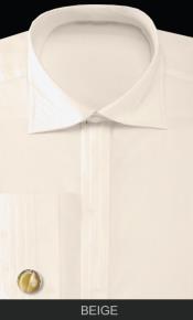  Cuff Dress Shirt with Cuff Links - Solid Pleated
