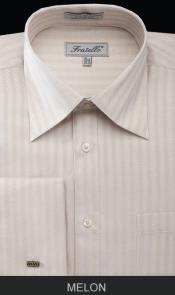 FrenchCuffDressShirt-HerringboneTweedStripeMelon