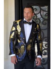  CH1861 Mens Gold fashion paisley print tuxedo Sequin ~