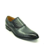  GD1173 Mens Carrucci Gray Slip-on Loafer With Decorative Lace-up