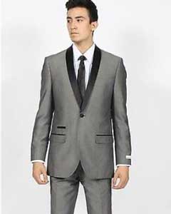  KA7004 Grey ~ Gray Shawl Collar Slim narrow Style