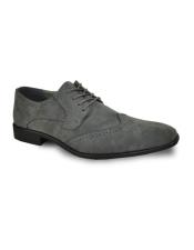  Mens Tuxedo Lace Up Grey Suede Shoes