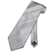  Silver Grey Striped Woven Neck Tie