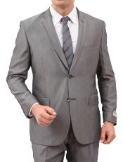  Solid Grey 2 Button Style Front